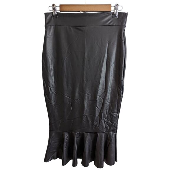 Vintage Y2K Codigo Womens Sz L Midi Length Tulip Skirt Black Shiny - Picture 1 of 4